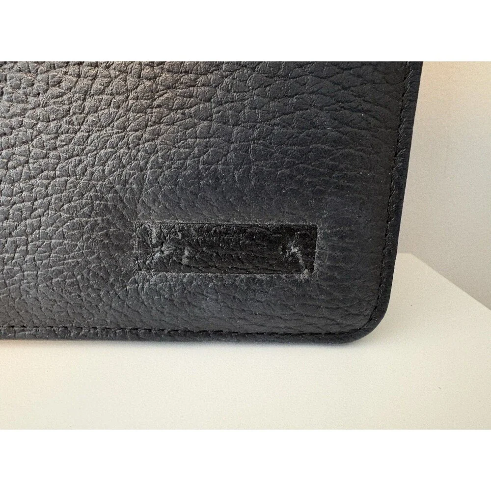Vintage Day Timer Planner Binder Cover Black Pebbled Leather 7-Ring Memo Pad